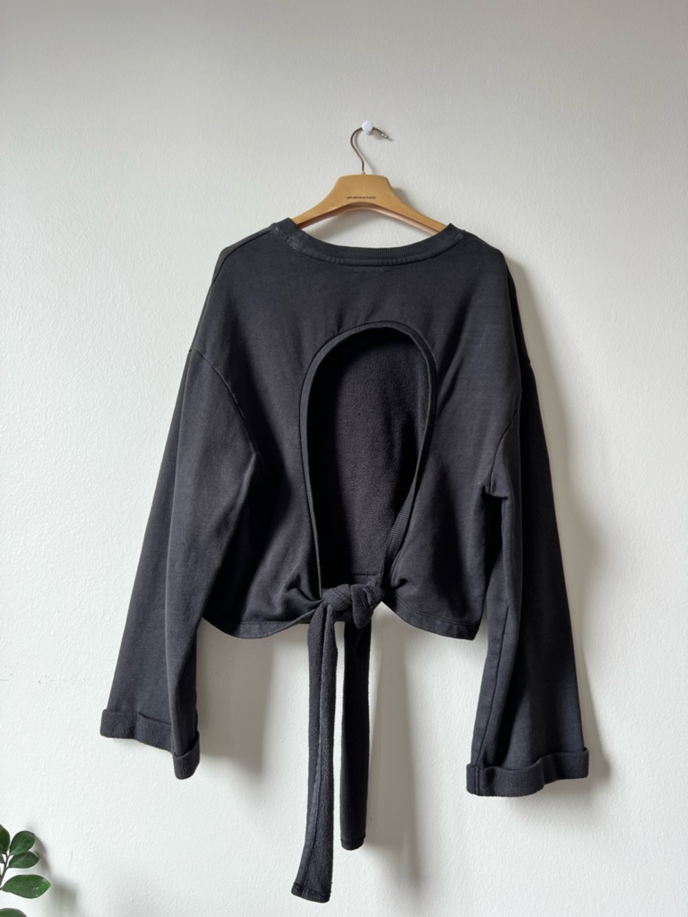 Topshop Black Open-Back Tie-Back Sweatshirt